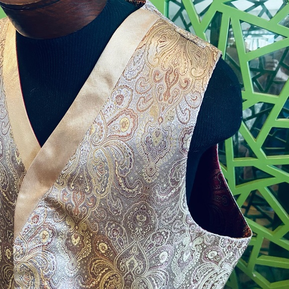 NEW! Beautiful Asian Paisley Print Fully REVERSIBLE Satin Vest - 2xl - Picture 3 of 7